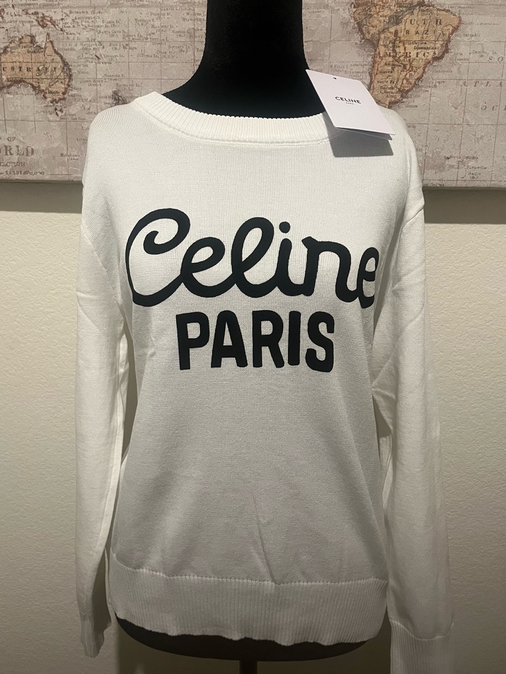 Celine Paris White Logo Sweater